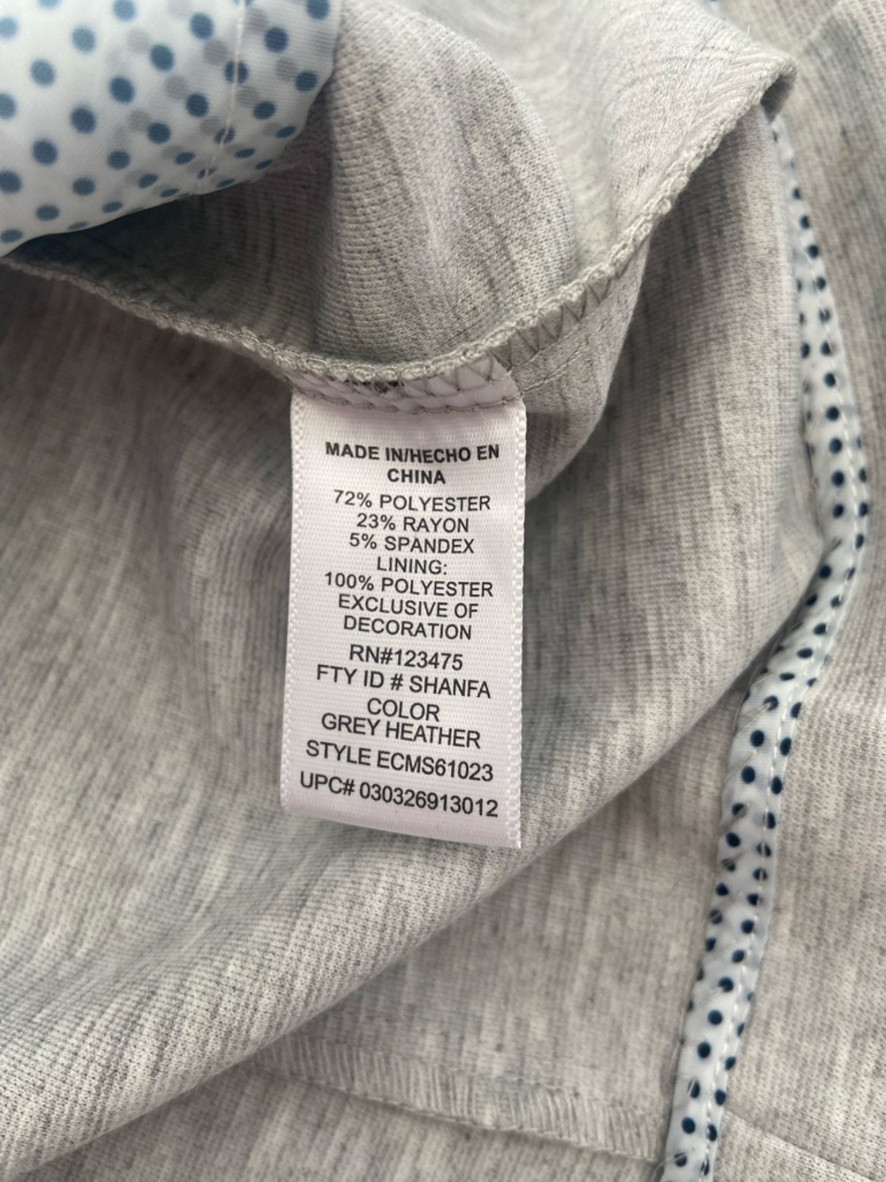 Grey Knit Blazer Large Stretch Jacket Navy Trim Lightweight Preppy EUC - Picture 7 of 11